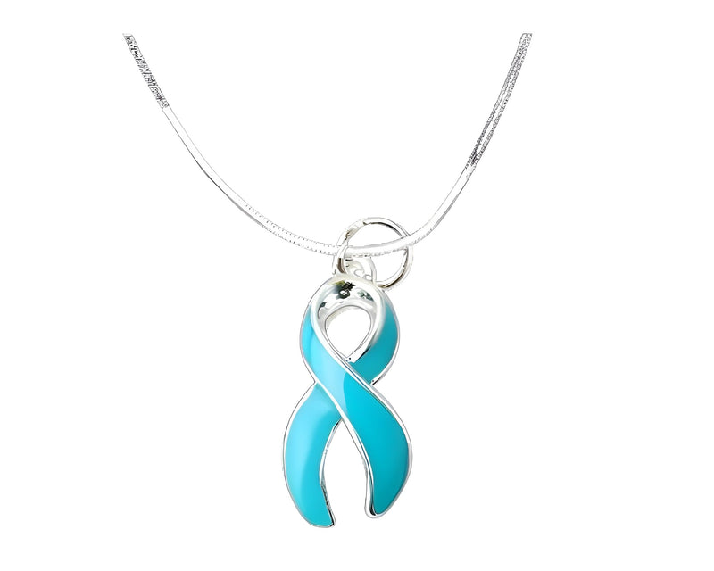 Bulk Ovarian Cancer, PSTD Teal Ribbon Necklaces - The Awareness Company