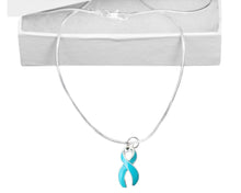 Load image into Gallery viewer, Bulk Ovarian Cancer, PSTD Teal Ribbon Necklaces - The Awareness Company