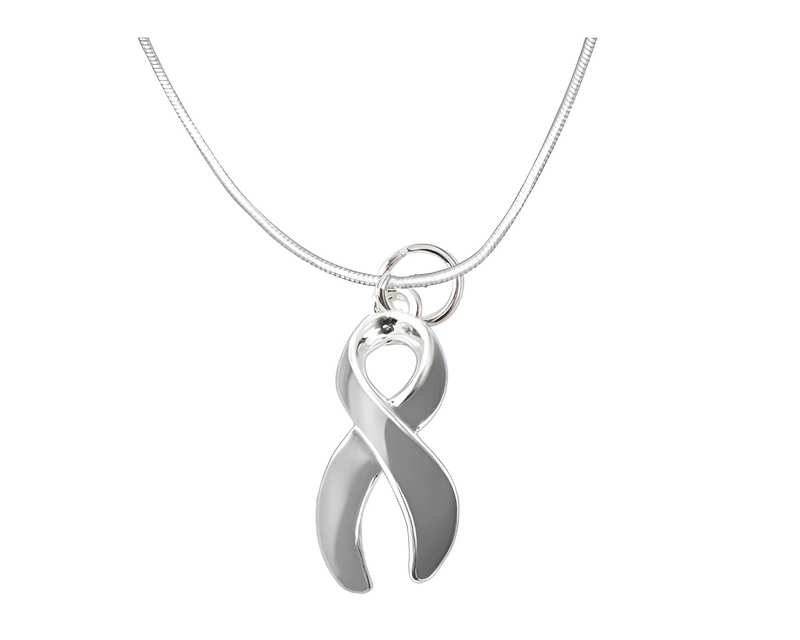 Bulk Gray Ribbon Necklaces for Brain Cancer - The Awareness Company