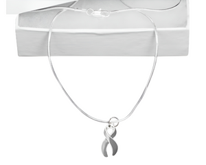 Bulk Gray Ribbon Necklaces for Brain Cancer - The Awareness Company