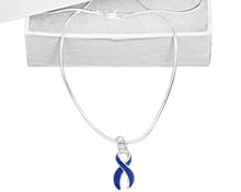 Load image into Gallery viewer, Bulk Large Size Dark Blue Ribbon Awareness Necklaces - The Awareness Company