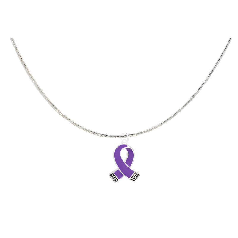 Bulk Small Size Purple Ribbon Necklaces for Cystic Fibrosis, Alzheiemers, Domestic Violence - The Awareness Company