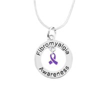 Load image into Gallery viewer, Bulk Fibromyalgia Awareness Round Charm Necklaces - The Awareness Company