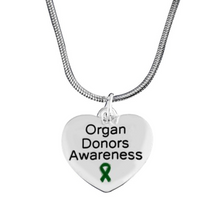 Load image into Gallery viewer, Organ Donors Heart Charm Ribbon Necklaces - The Awareness Company