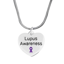 Load image into Gallery viewer, Bulk Purple Ribbon Lupus Awareness Heart Necklaces  - The Awareness Company