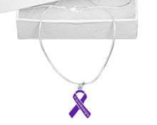 Load image into Gallery viewer, Bulk Purple Ribbon Fibromyalgia Awareness Necklaces - The Awareness Company