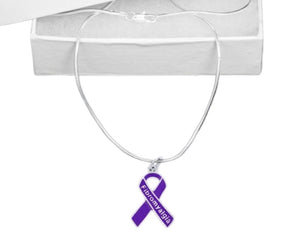 Bulk Purple Ribbon Fibromyalgia Awareness Necklaces - The Awareness Company