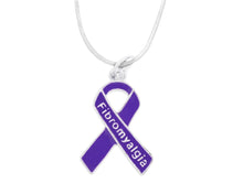 Load image into Gallery viewer, Bulk Purple Ribbon Fibromyalgia Awareness Necklaces - The Awareness Company