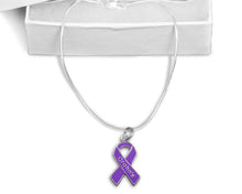 Load image into Gallery viewer, Bulk Purple Ribbon Crohn&#39;s Disease Awareness Necklaces - The Awareness Company