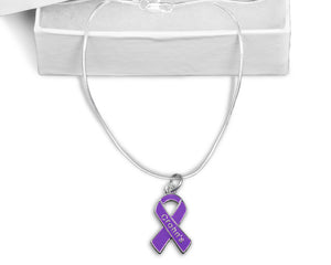 Bulk Purple Ribbon Crohn's Disease Awareness Necklaces - The Awareness Company