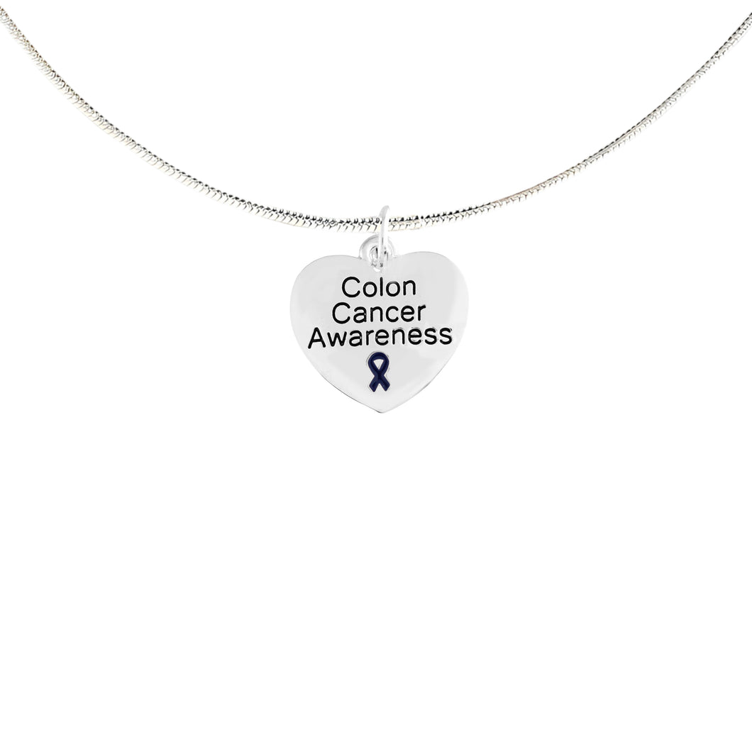 Bulk Heart Shaped Colon Cancer Awareness Necklaces - The Awareness Company