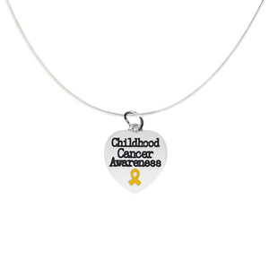 Bulk Childhood Cancer Awareness Heart Necklace, Gold Ribbon Jewelry - The Awareness Company