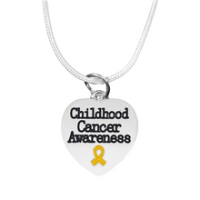 Load image into Gallery viewer, Bulk Childhood Cancer Awareness Heart Necklace, Gold Ribbon Jewelry - The Awareness Company