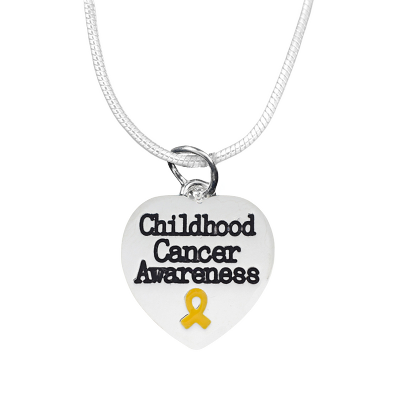 Bulk Childhood Cancer Awareness Heart Necklace, Gold Ribbon Jewelry - The Awareness Company