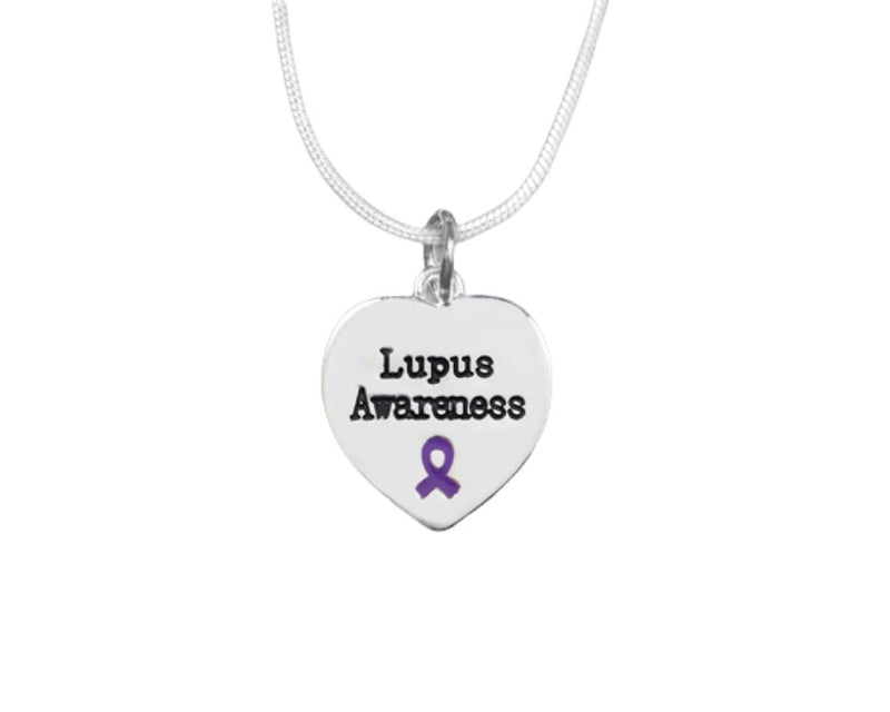 Bulk Heart Shaped Lupus Awareness Necklaces - The Awareness Company