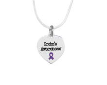 Load image into Gallery viewer, Bulk Heart Shaped Crohn&#39;s Disease Awareness Necklaces - The Awareness Company