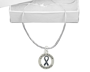 Bulk Child Abuse Awareness Dark Blue Ribbon Necklaces - The Awareness Company