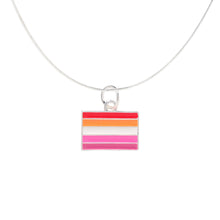 Load image into Gallery viewer, Bulk Rectangle Sunset Lesbian Flag Necklaces, Lesbian Jewelry - The Awareness Company