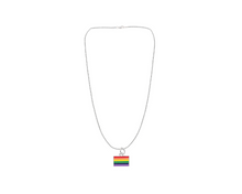 Load image into Gallery viewer, Bulk Rectangle Rainbow Flag Necklaces, LGBTQ Pride Jewelry - The Awareness Company