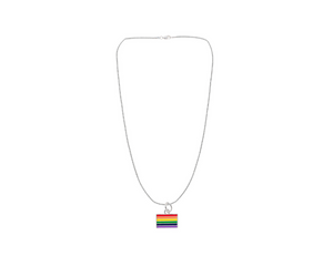 Bulk Rectangle Rainbow Flag Necklaces, LGBTQ Pride Jewelry - The Awareness Company