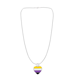 Bulk Non-Binary Flag Heart Necklaces, Nonbinary Jewelry - The Awareness Company