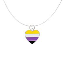 Load image into Gallery viewer, Bulk Non-Binary Flag Heart Necklaces, Nonbinary Jewelry - The Awareness Company