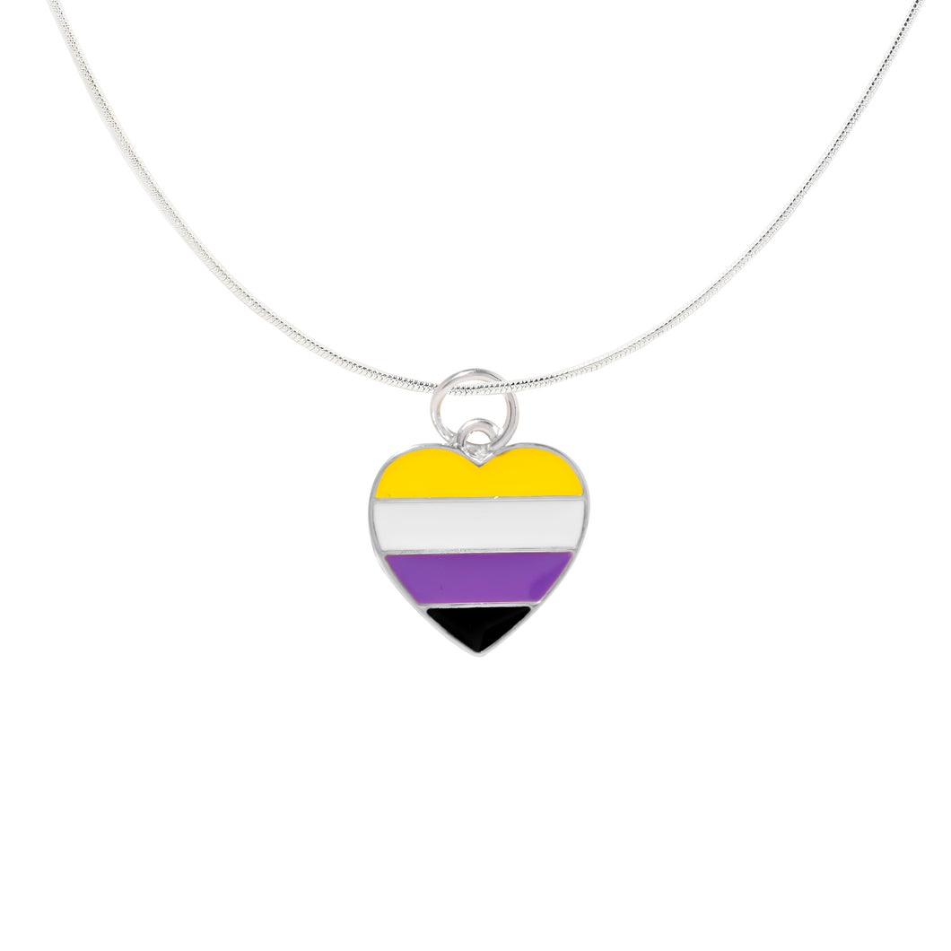 Bulk Non-Binary Flag Heart Necklaces, Nonbinary Jewelry - The Awareness Company