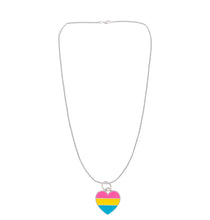 Load image into Gallery viewer, Bulk Pansexual Flag Heart Necklaces, Pansexual Jewelry - The Awareness Company