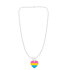 Bulk Pansexual Flag Heart Necklaces, Pansexual Jewelry - The Awareness Company