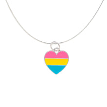 Load image into Gallery viewer, Bulk Pansexual Flag Heart Necklaces, Pansexual Jewelry - The Awareness Company