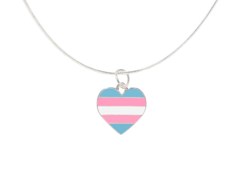 Bulk Transgender Flag Heart Necklaces, Transgender Jewelry - The Awareness Company