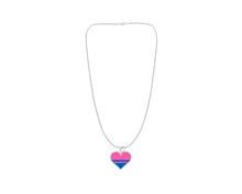Load image into Gallery viewer, Bulk Bisexual Flag Heart Necklaces, Bisexual Jewelry - The Awareness Company