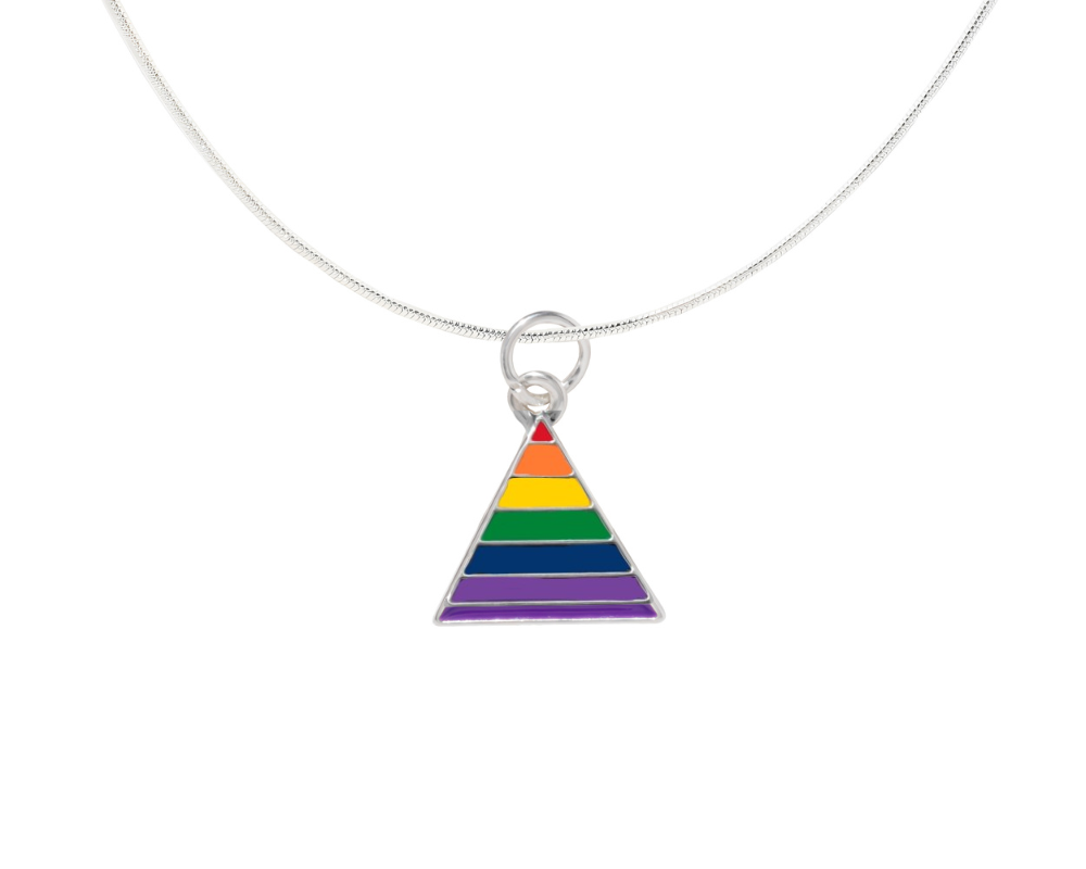 Bulk Triangle Rainbow Flag Necklaces, Gay Pride Jewelry - The Awareness Company