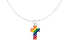 Load image into Gallery viewer, Bulk Rainbow Flag Cross Necklaces, LGBTQ Jewelry - The Awareness Company