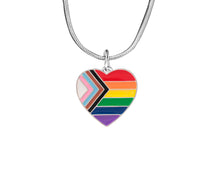 Load image into Gallery viewer, Quasar Rainbow Heart Flag Charm Silver Necklaces