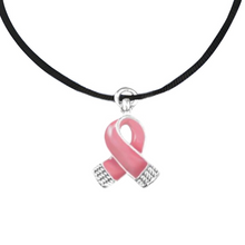 Load image into Gallery viewer, Pink Ribbon Breast Cancer Leather Cord Necklaces