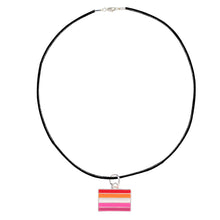 Load image into Gallery viewer, Bulk Sunset Lesbian Flag Black Cord Necklaces - Gay Pride Jewelry - The Awareness Company