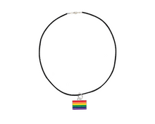 Load image into Gallery viewer, Bulk Rainbow Rectangle Flag Black Cord Necklaces - Gay Pride Jewelry - The Awareness Company