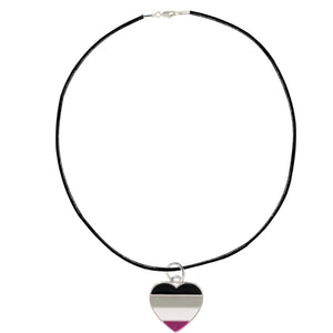 Bulk Asexual Heart Flag Black Cord Necklaces - Gay Pride Jewelry - The Awareness Company