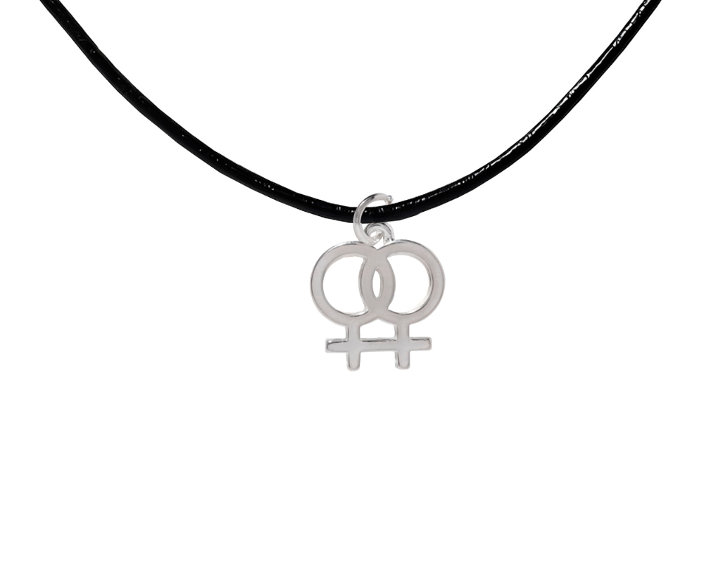 Bulk Lesbian Same Sex Female Symbol Black Cord Necklaces - Gay Pride Jewelry - The Awareness Company
