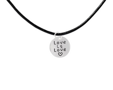 Load image into Gallery viewer, Bulk Love is Love Black Cord Necklaces - Gay Pride Jewelry - The Awareness Company