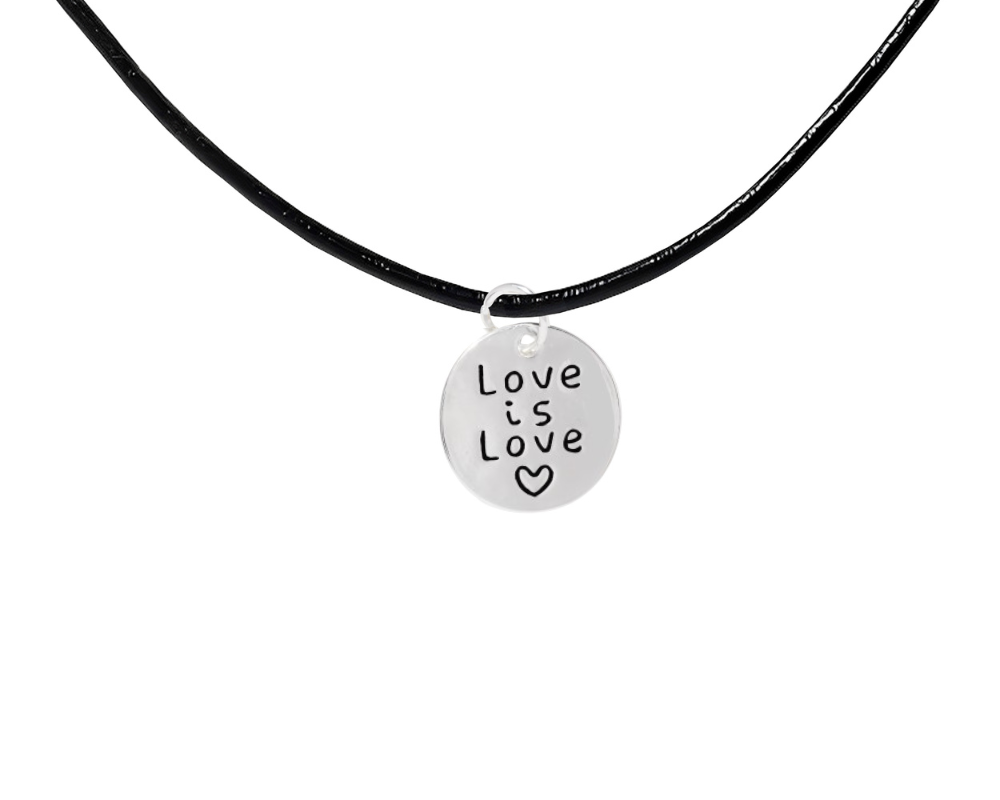 Bulk Love is Love Black Cord Necklaces - Gay Pride Jewelry - The Awareness Company
