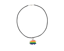 Load image into Gallery viewer, Bulk Libertarian Rainbow Porcupine Black Cord Necklaces - Gay Pride Jewelry - The Awareness Company