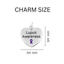 Load image into Gallery viewer, Bulk Purple Ribbon Lupus Awareness Heart Charms - The Awareness Company