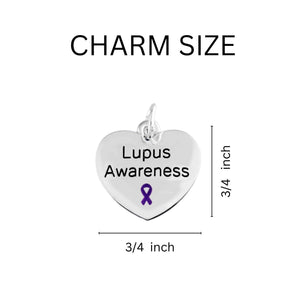 Bulk Purple Ribbon Lupus Awareness Heart Necklaces  - The Awareness Company