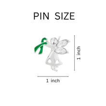 Load image into Gallery viewer, Bulk Angel By My Side Green Ribbon Pins for Mental Illness and Organ Donation