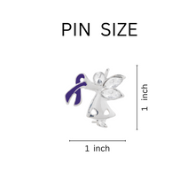 Load image into Gallery viewer, Purple Ribbon Angel Pins Wholesale, Alzheimer&#39;s, Crohns, Fibromyalgia