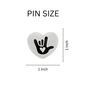 Bulk Deafness Sign Language Pins, I Love You Deaf Sign Lapel Pins in Bulk