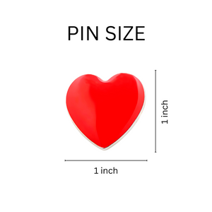 Bulk Large Red Heart Pins, Heart Disease Lapel Pins