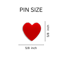 Load image into Gallery viewer, Small Red Heart Shaped Pins Wholesale, Heart Pins for Heart Disease